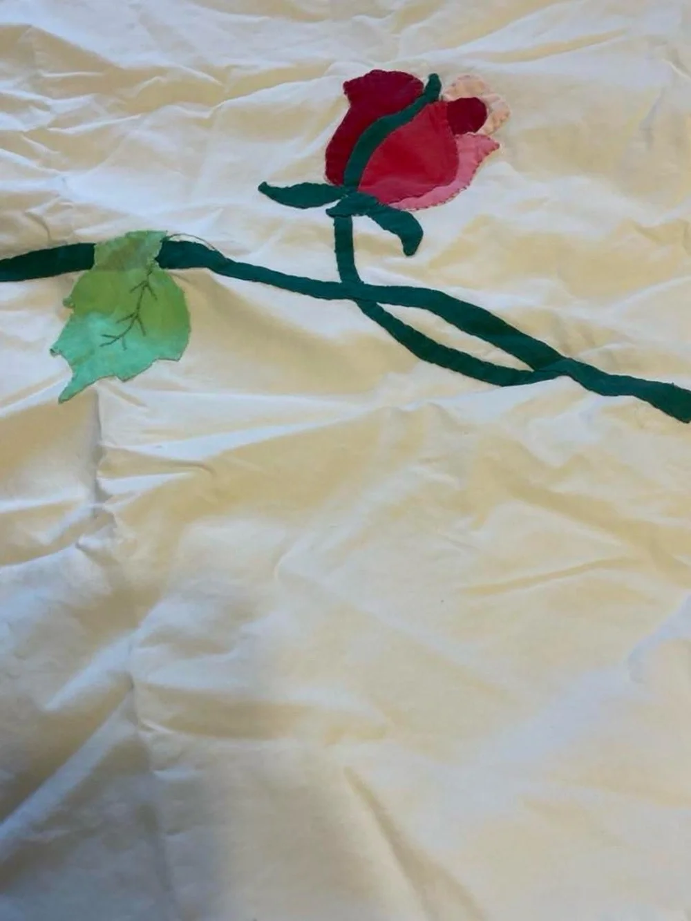 Floral Appliqué Pillowcases - Pink Rose Motif set of 2
